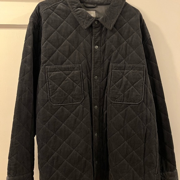 GAP Other - GAP Corduroy Quilted Shirt Jacket Men's XXL Charcoal Gray Snap Front Pockets